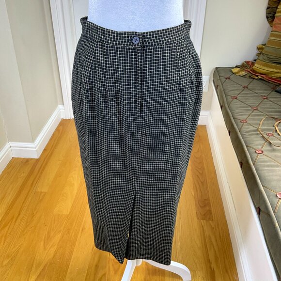 Talbots Skirt Plaid Check Wool Black Gold Petites (12P) - Picture 4 of 8